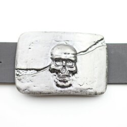 Antique Silver Belt Buckle Skull, Deaths head