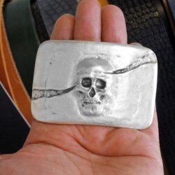 Antique Silver Belt Buckle Skull, Deaths head