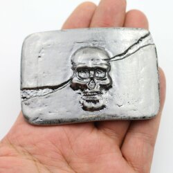 Antique Silver Belt Buckle Skull, Deaths head