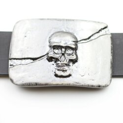 Antique Silver Belt Buckle Skull, Deaths head