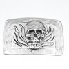 Antique Silver Belt buckle Skull, Deaths head in flames