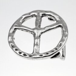 Peace Sign Belt Buckle, Antique Silver