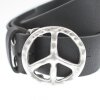 Peace Sign Belt Buckle, Antique Silver