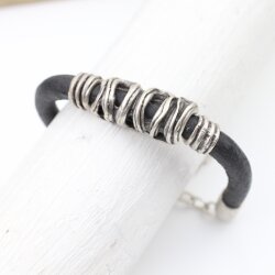 Leather Bracelet for Men & Women, Black leather bracelet, Adjustable bracelet