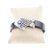 Leather bracelet Fish with evil eye talisman