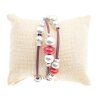 Ethno style Bracelet with ruby red beads and metal elements