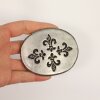 Antique Silver Belt buckle Fleur-de-Lys Quartett