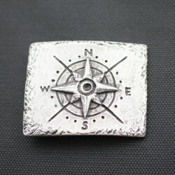 Compass Belt buckle for 4 cm Leather Belts, Antique Silver