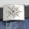 Compass Belt buckle for 4 cm Leather Belts, Antique Silver