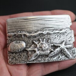 Belt Buckle beach with Starfish, shell, 8,0x5,5 cm