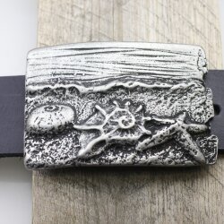 Belt Buckle beach with Starfish, shell, 8,0x5,5 cm