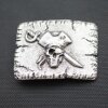 Pirate Skull Belt Buckle, Antique Silver