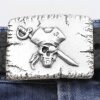 Gürtelschnalle Pirate, Pirat Skull Totenkopf, altsilber