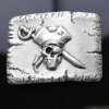 Gürtelschnalle Pirate, Pirat Skull Totenkopf, altsilber