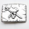 Pirate Skull Belt Buckle, Antique Silver