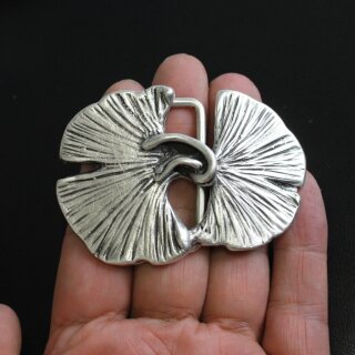 Gingko Bltter Grtelschnalle, 7,7x5,5 cm
