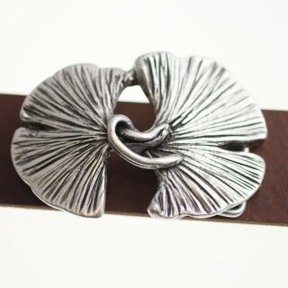 Gingko Bltter Grtelschnalle, 7,7x5,5 cm