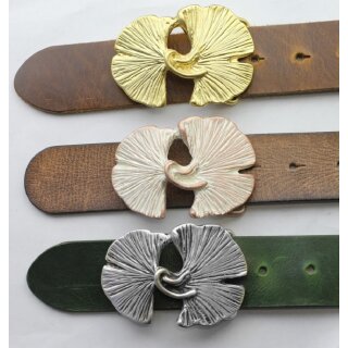 Gingko Bltter Grtelschnalle, 7,7x5,5 cm