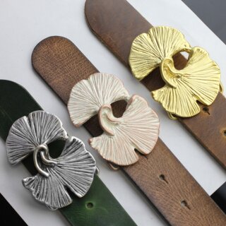 Gingko Bltter Grtelschnalle, 7,7x5,5 cm