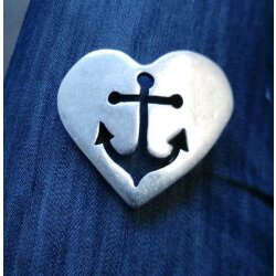 Anchor on Heart Belt Buckle, 7,0x6,0 cm