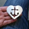 Anchor on Heart Belt Buckle, 7,0x6,0 cm