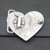 Belt Buckle Heart, hammered, 7*6 cm