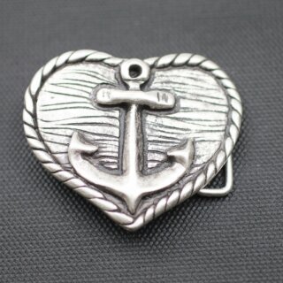 Anchor on Heart Belt Buckle, with knurled border, 6,8*5,5 cm