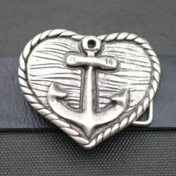 Anchor on Heart Belt Buckle, with knurled border, 6,8*5,5 cm