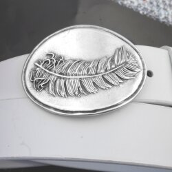 Belt Buckle Feather on oval, 8,0x6,2 cm