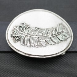 Belt Buckle Feather on oval, 8,0x6,2 cm