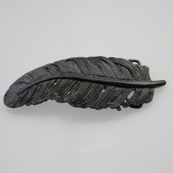 Gürtelschnalle Feder, Gürtelschließe für 4 cm Ledergürtel, Schwarz