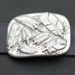 Belt Buckle Feather on square, 7,5x5,5 cm