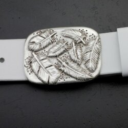 Belt Buckle Feather on square, 7,5x5,5 cm