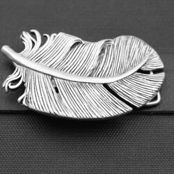 Antique Silver Belt buckle Feather