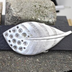 Antique Silver Feather Belt Buckle, Leaf Belt Buckle