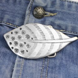 Blatt Gürtelschnalle, Feather Wechselschnalle Buckle altsilber