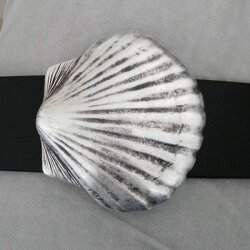 Muschel Grtelschnalle, 7,0x6,5 cm, Altsilber