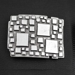 Antique Silver Belt Buckle With Stone Pattern
