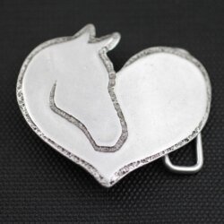 Belt Buckle Heart with horse head, 6,4x5,5 cm