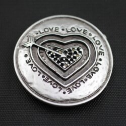 Belt Buckle Heart Love on round, ø 7,0 cm