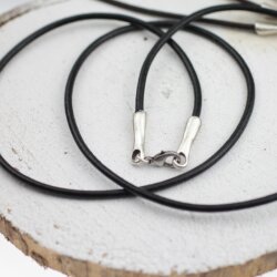 Black leather necklace, thickness 3 mm