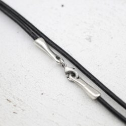 Black leather necklace, thickness 3 mm