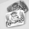 Belt Buckle Frog King, Antique Silver