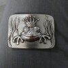 Belt Buckle Frog King, Antique Silver