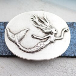 Antiqu Silver Mermaid Belt Buckle