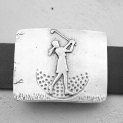 Belt Buckle golf player female, 7,3x5,8 cm