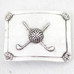 Belt Buckle golf ball with sticks, 7,5 cmx6,0 cm