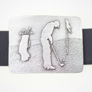 Belt Buckle golf player male, 7,5 cmx5,7 cm