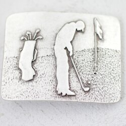 Belt Buckle golf player male, 7,5 cmx5,7 cm