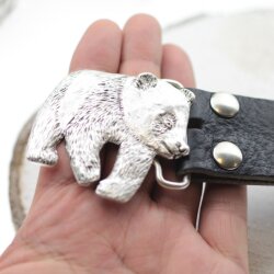 Antique Silver Panda bear Belt buckle